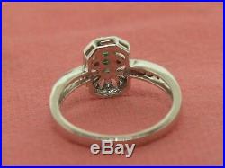 10K White Gold Emerald and Diamond Ring Size 7 (Brand New Sale Jewelry)