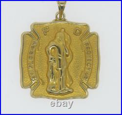 14K Yellow Gold Saint Florian Medal (Hollow) (Brand New Sale Jewelry)