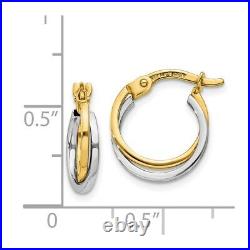 14k Two-tone Gold Hinged Hoop Earrings for Women 0.98g L-14mm Black Friday Sale