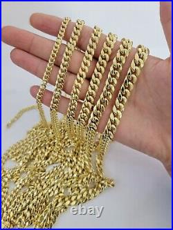 14k Yellow Gold chain Miami Cuban Link Necklace 6mm-9mm 18-30 Real Gold Sale