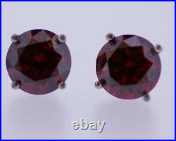 1Cts Red Diamond Pair Stud Earrings Si2 Color Enhanced Valentineday Spl. Sale