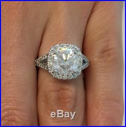 4 ct Cushion Halo F/SI1 Round Cut Diamond Engagement Ring 14K White Gold Sale