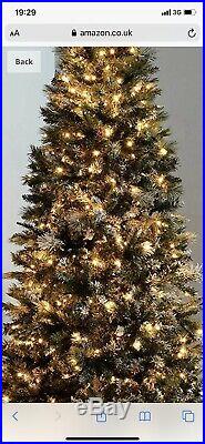 7ft Slim Prelit Flocked christmas tree Brand New In Box Reduced For Quick Sale