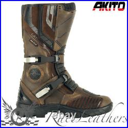 Akito Latitude Waterproof Brown Adventure Bike Motorcycle Motorbike Boots Sale
