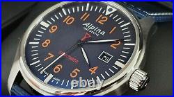Alpina Startimer Pilot Quartz Watch, 42mm Blue MEN box+ papers Clearance sale