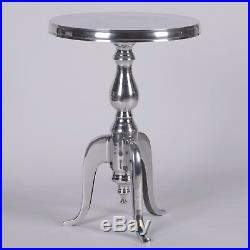 Aluminium Silver Metal Round Side Occasional Table / Wine Table SALE RRP £105
