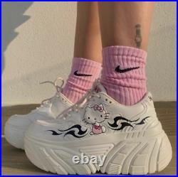 Bershka New Woman Ss23 White Hello Kitty Platform Trainers Ref1504/660/001 Sale