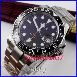 Big Sale 40mm PARNIS GMT Automatic Men's Watch Sapphire Glass Ceramic Bezel