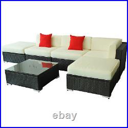 Black Friday SALE 6pcs All-weather Rattan Sofa Wicker Sectional Patio Set
