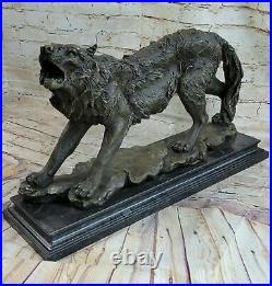 Brand New Antiqued Bronze Statue Howling Wolf Statue Figure Decor Large SALE