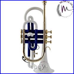 Brand New White Blue Brass Bb Flat Cornet Trumpet Black Friday Sale