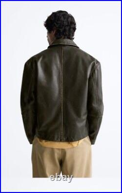 Brand New Zara Vintage Effect Leather Jacket Size XL. SALE PRICE