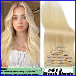 CLEARANCE Clip In 100% Real Remy Human Hair Extensions Full Head SALE/Highlight