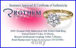 Christmas Sale 2 CT F I2 Solitaire Diamond Ring 18K Yellow Gold 53343008