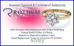 Christmas Sale 2 CT F I2 Solitaire Diamond Ring 18K Yellow Gold 54832008