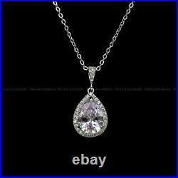Christmas Sale Moissanite Halo Pendant Solid 14k White Gold 2.50 CT Pear Cut