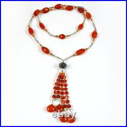 Christmas Sale Pear Natural Carnelian Jewelry Sterling Silver Beaded Necklace Q1