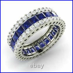 Christmas sale 5.56 Ct Sapphire Diamond Wedding Band Solid 950 Platinum Size 7 8