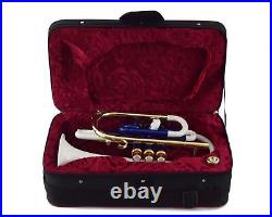 Cornet SALE! BRAND NEW BLUE WHITE BRASS Bb FLAT CORNET FREE CASE+MOUTHPIECE