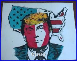 Donald Trump Hand Painted For Sale By Artist Signed 14×11 Ink On MIX Media