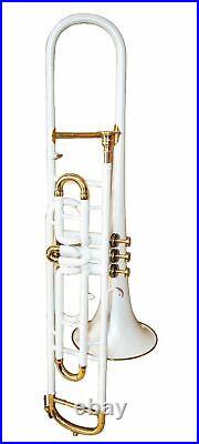EXECUTIVE SALE Trombone Bb Pitch White With Free Case + Ship Mouthpiece Beginner