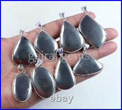 Exclusive Sale 50 Pieces Natural Pyrite Gemstone Silver Plated Pendant Jewelry