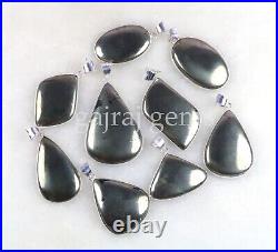 Exclusive Sale 50 Pieces Natural Pyrite Gemstone Silver Plated Pendant Jewelry