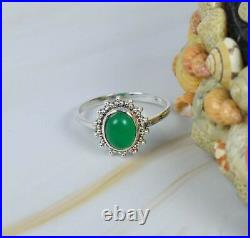 Exclusive Sale! Natural Green Onyx Silver Plated Designer Ring Jewelry