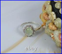 Exclusive Sale! Natural Green Prehnite Silver Plated Designer Ring Jewelry