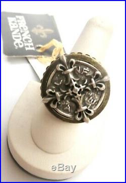 FRENCH KANDE Swarovski Signet Ring with X Medallion- Sz 8 Brand New W Tags SALE