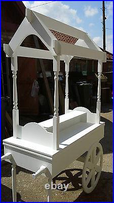 For sale Unpainted Wedding Sweet Candy Cart / BARROW with shelf & Roof