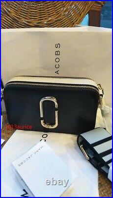 Genuine Marc Jacobs Snapshot Small Camera Bag Crossbody black white sales