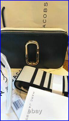 Genuine Marc Jacobs Snapshot Small Camera Bag Crossbody black white sales