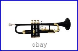 Great New Sale Brand New Black Brass Bb Flat Trumpet Free Case+m/p Qwert