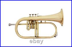 HOT SALE! BRAND NEW BRASS FINISH Bb FLAT FLUGEL WITH FREE HARD CASE+MOUTHPIECE