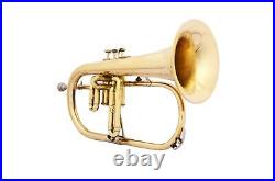 HOT SALE! BRAND NEW BRASS FINISH Bb FLAT FLUGEL WITH FREE HARD CASE+MOUTHPIECE