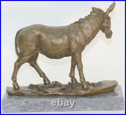 Handcrafted bronze sculpture SALE Farm Hot Cast Burro Donkey Marble Base Gift