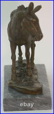 Handcrafted bronze sculpture SALE Farm Hot Cast Burro Donkey Marble Base Gift