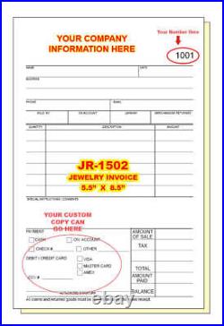 JEWELRY SALES INVOICE 2 or 3 Part Carbonless