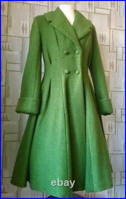 LADIES TAILORED 1940s/50s Vintage SwingWINTER COAT olive green 8 22 SALE