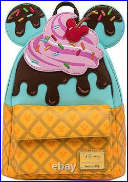 LOUNGEFLY X Disney Mickey & Minnie Sweets Ice Cream Mini Backpack SALE WDBK1476