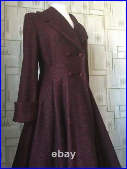 Ladies Tailored 1940s/50s Vintage Swing Style Winter Coat in RED Fleck SALE