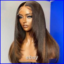 Layered Honey Blonde Highlight Wig 13x4 Straight Lace Front Human Wigs Brazilian
