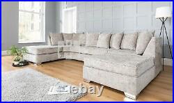 Luxury U Shape Corner Sofa Chenille Silver Fox SALE RRP £1200
