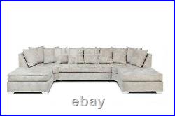 Luxury U Shape Corner Sofa Chenille Silver Fox SALE RRP £1200
