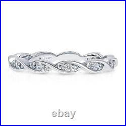 March sale Wave Eternity Band 1 Ctw Round Moissanite Diamond 925 Silver Ring