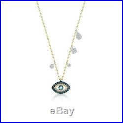 Meira T Stunning Brand New Blue Diamond Evil EYE Necklace 14k 16-18 -ON SALE