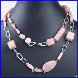 Mother's Day Sale Rhodonite Gemstone Jewelry Silver Necklace For Women 12234