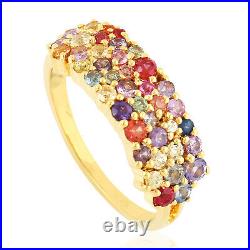 Multi-Sapphire Wedding Band Ring 18K Yellow Gold Women Jewelry Black Friday Sale