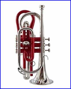 NEW YEAR SALE! BRAND NEW ECHO CORNET RED NICKEL Bb FLAT ECHO CORNET FREE CASE